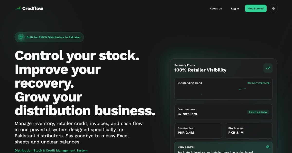 CredFlow: Stock and Credit Management SaaS for FMCG Distributors in Pakistan